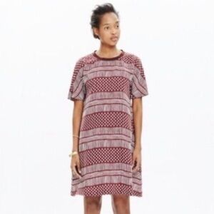 Madewell Tile Print Burgundy Dress